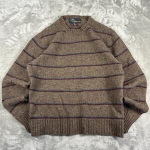 VTG Shetland St. Edmund’s Distressed 100% Wool Brown Striped Women’s Casual